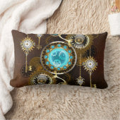 スチームパンクさびた背景(ターコイズレンズ付) ランバークッション (ブランケット)