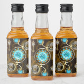 スチームパンクさびた背景(ターコイズレンズ付) リキュールボトルラベル (ボトル)