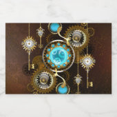 スチームパンクさびた背景(ターコイズレンズ付) リキュールボトルラベル (シングルラベル)