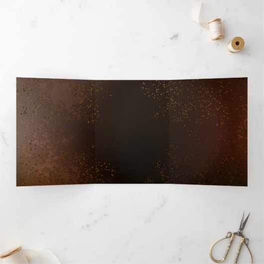 スチームパンクさびた背景(ターコイズレンズ付) 三つ折りクリスマスカード (内部)