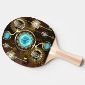 スチームパンクさびた背景(ターコイズレンズ付) 卓球ラケット (横)