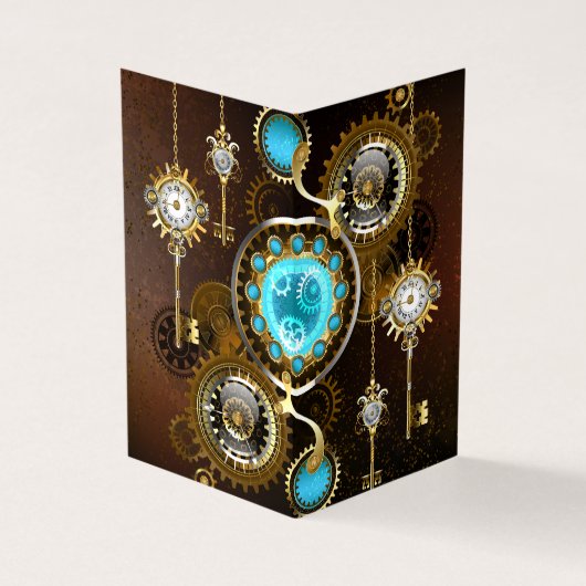 スチームパンクさびた背景(ターコイズレンズ付) 名刺 (外部)