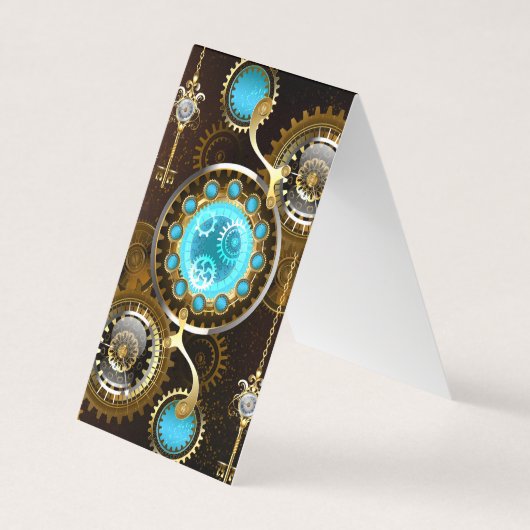 スチームパンクさびた背景(ターコイズレンズ付) 名刺 (正面)