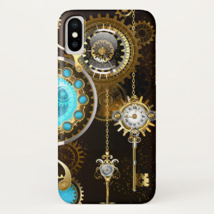 スチームパンクさびた背景(ターコイズレンズ付) iPhone X ケース