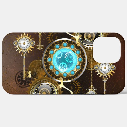 スチームパンクさびた背景(ターコイズレンズ付) Case-Mate iPhoneケース (裏面 (横))