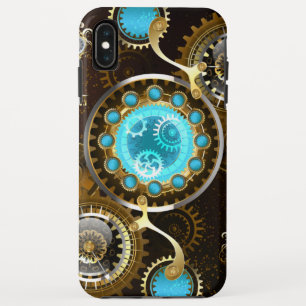 スチームパンクさびた背景(ターコイズレンズ付) iPhone XS MAXケース