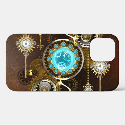 スチームパンクさびた背景(ターコイズレンズ付) Case-Mate iPhoneケース (裏面 (横))