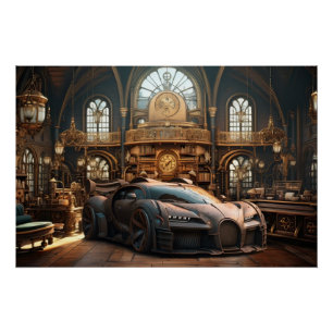 スチームパンクすごいカースピードシネマティック自動アートプリント ポスター