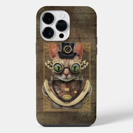 スチームパンクなオレンジタビー猫 iPhoneケース (裏面)