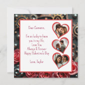 スチームパンクなバレンタインデーのローズ | フォトテンプレート カード (裏面)