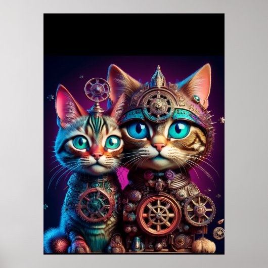 スチームパンクな子猫のポーズ ポスター (正面)