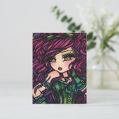 スチームパンクな気球の少女 ファンタジーアート ポストカード (スタンド正面)