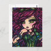 スチームパンクな気球の少女 ファンタジーアート ポストカード (正面/裏面)