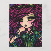 スチームパンクな気球の少女 ファンタジーアート ポストカード (正面)