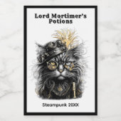 スチームパンクな猫のギフト ワインラベル (シングルラベル)