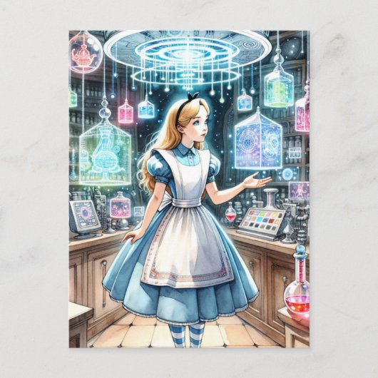 スチームパンクな薬局のアリス ポストカード (正面)