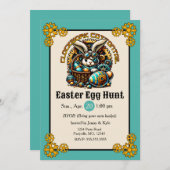 スチームパンクのイースターバニー 招待状 (正面/裏面)