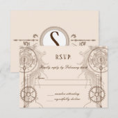 スチームパンクのウェディングレセプション 招待状 (正面/裏面)