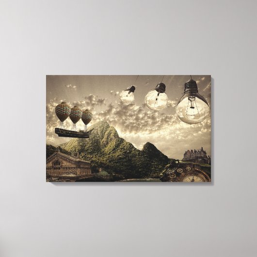 スチームパンクのカントリー側のラップされたキャンバス キャンバスプリント (正面)