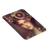 スチームパンクのギアを頭に持つファンタジーの女性 マグネット (右側)