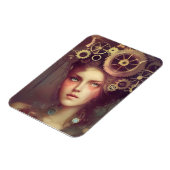 スチームパンクのギアを頭に持つファンタジーの女性 マグネット (左側)