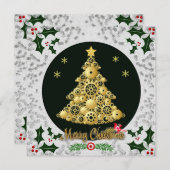 スチームパンクのクリスマスツリーのクリスマスグリーティングカード シーズンカード (正面/裏面)