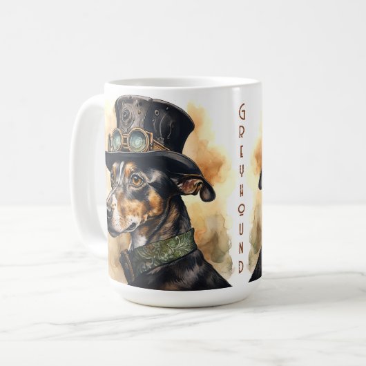 スチームパンクのグレイハウンド コーヒーマグカップ (正面左)