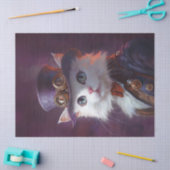 スチームパンクのコスチューム・デコパージュの白猫 薄葉紙 (クラフト)