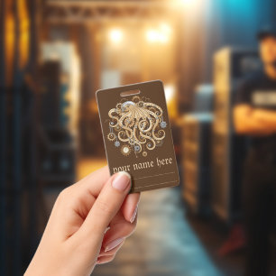スチームパンクのタコ レトロな機械的幻想 バッジ