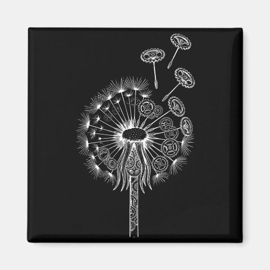 スチームパンクのタンポポの花の機械工 マグネット (正面)