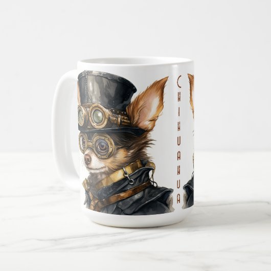スチームパンクのチワワ コーヒーマグカップ (正面左)