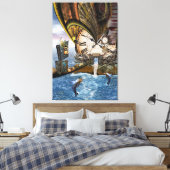 スチームパンクのドラゴンストーリーブック キャンバスプリント (インサイチュ (寝室))