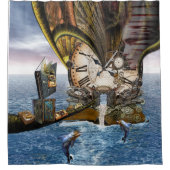 スチームパンクのドラゴンストーリーブック シャワーカーテン (正面)