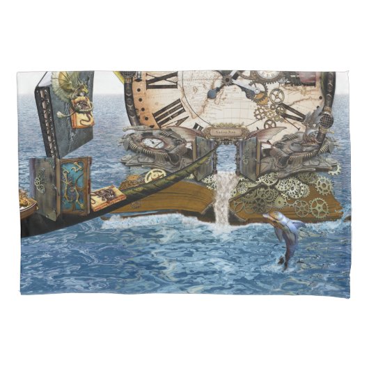 スチームパンクのドラゴンストーリーブック 枕カバー (正面)