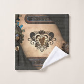 スチームパンクのハート バスタオルセット (ウォッシュタオル)