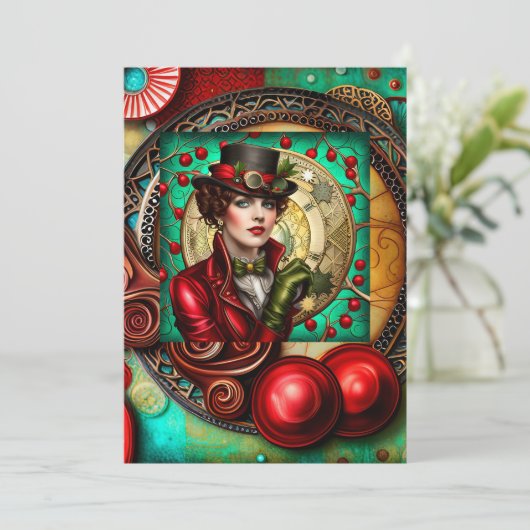 スチームパンクのレディインスパイアス・クリスマスカード シーズンカード (スタンド正面)