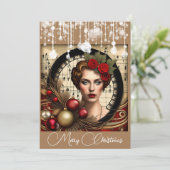 スチームパンクのレディクリスマス シーズンカード (スタンド正面)