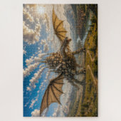 スチームパンクの城塞都市を運ぶメカニカルドラゴン ジグソーパズル (縦)