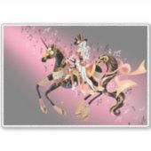 スチームパンクの女性と機械馬 シール (正面)