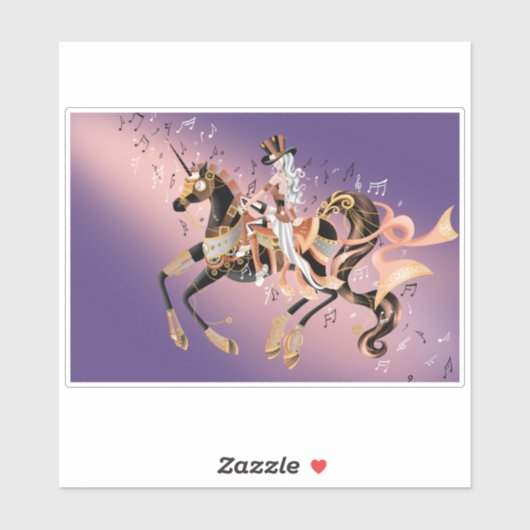 スチームパンクの女性と機械馬 シール (シート)