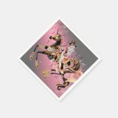 スチームパンクの女性と機械馬 スタンダードカクテルナプキン (角)