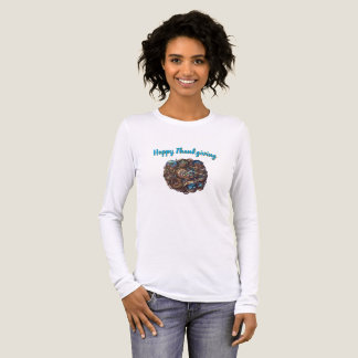 スチームパンクの女性向けハッピー・サンクスギビング長袖Tシャツ トライブレンドTシャツ