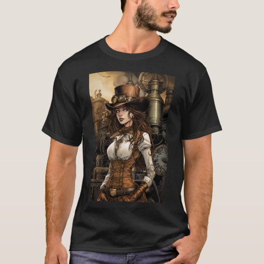 スチームパンクの女性 Tシャツ (正面)
