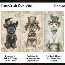 スチームパンクの小さなかわいい犬の肖像画 DK9R デコパージュ 薄葉紙