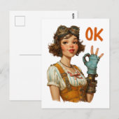 スチームパンクの少女、自信ありげにOKのジェスチャー ポストカード (正面/裏面)