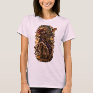 スチームパンクの時計塔の姫とメカニカルドラゴン Tシャツ