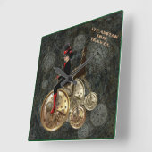 スチームパンクの時間旅行、時計の仕事の1ペニーファース スクエア壁時計 (傾斜)