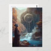 スチームパンクの滝の奇妙な自然 ポストカード (正面/裏面)