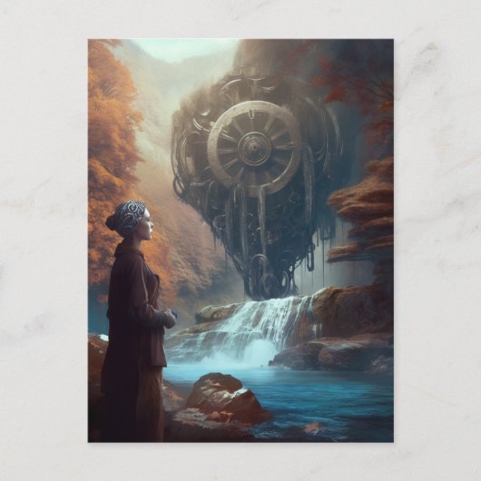 スチームパンクの滝の奇妙な自然 ポストカード (正面)