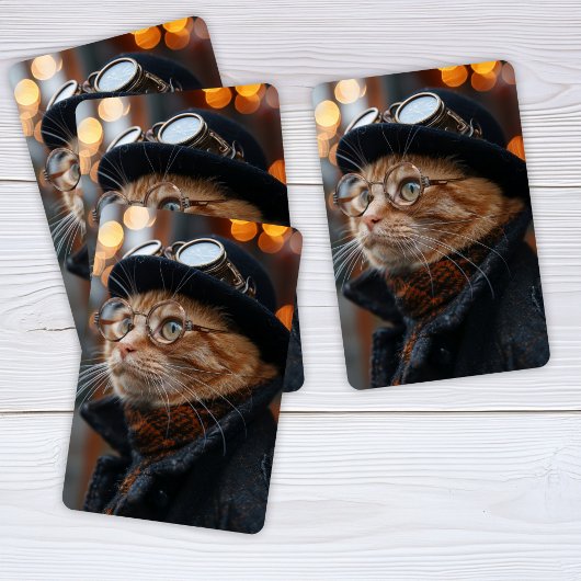 スチームパンクの猫のトランプ トランプ